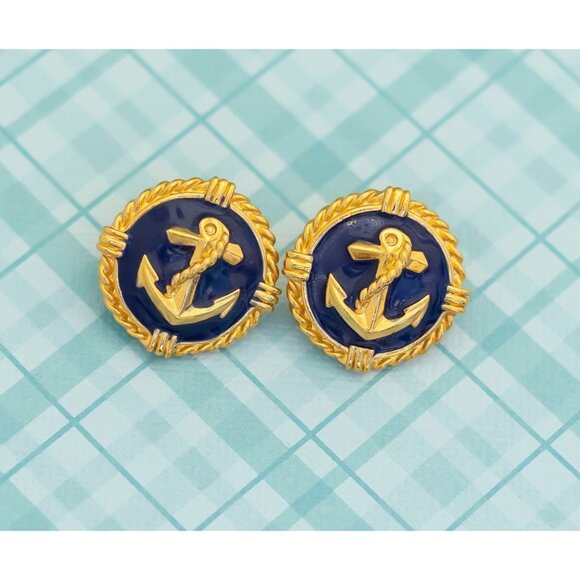 Nautical Anchor Symbol Stud Earrings by Avon - L5 - Picture 1 of 3